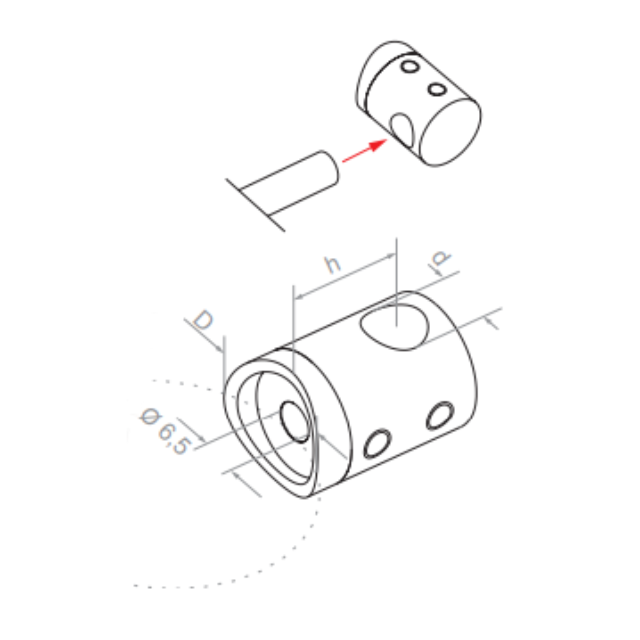 Bar holder – Left blind hole - 42.4 - StroFIX