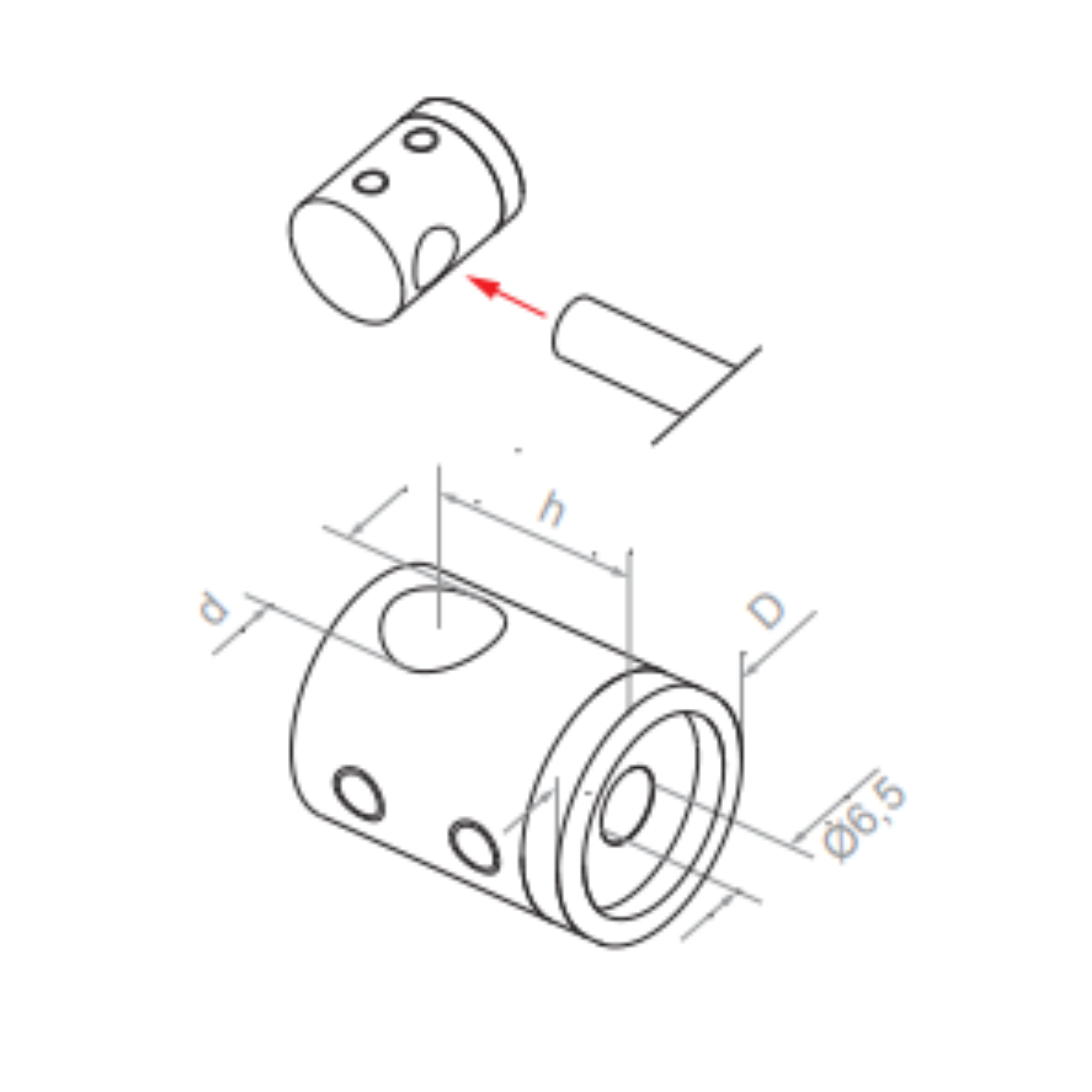 Bar holder – Right blind hole - Flat - StroFIX