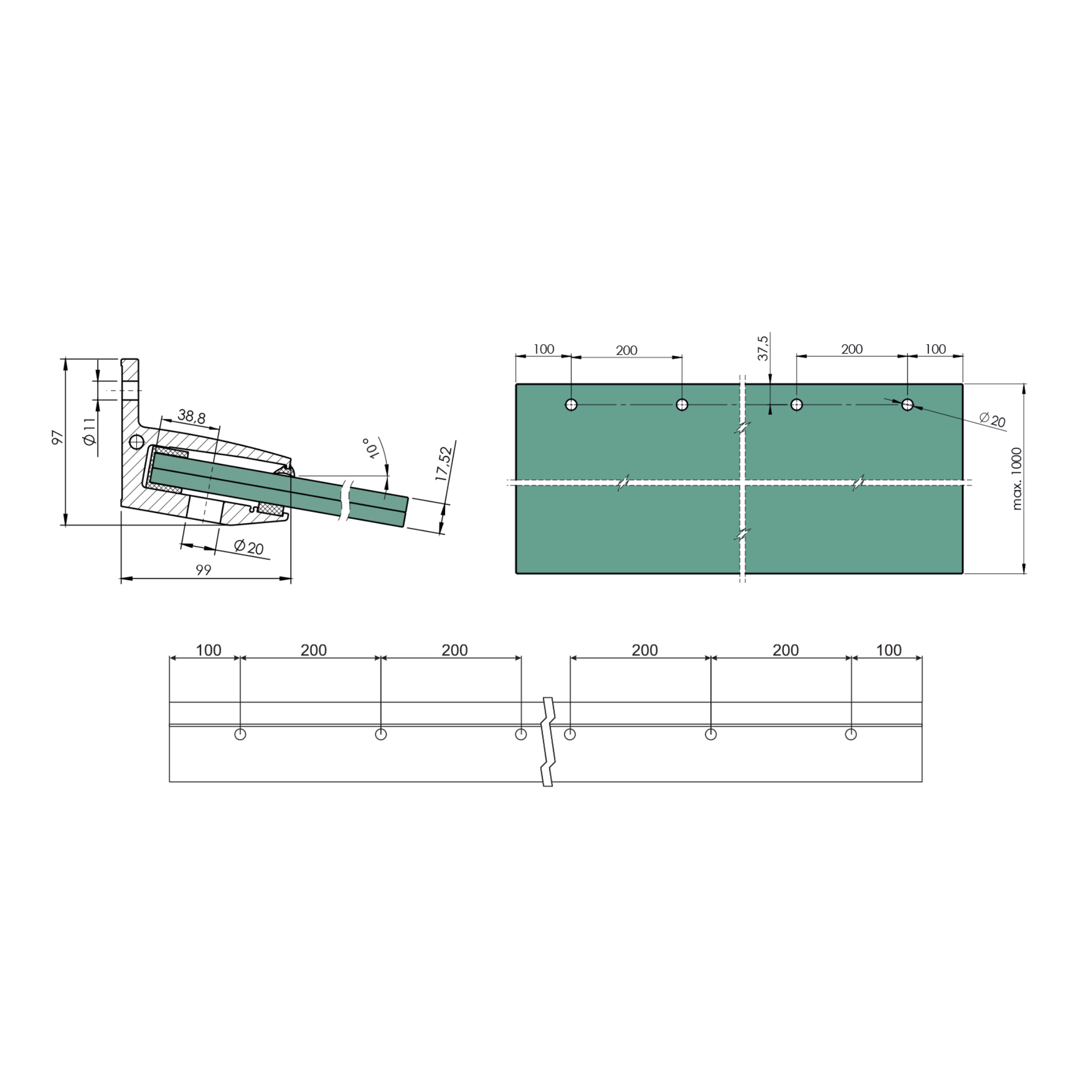 Glass roof profile (1.4m) - StroFIX