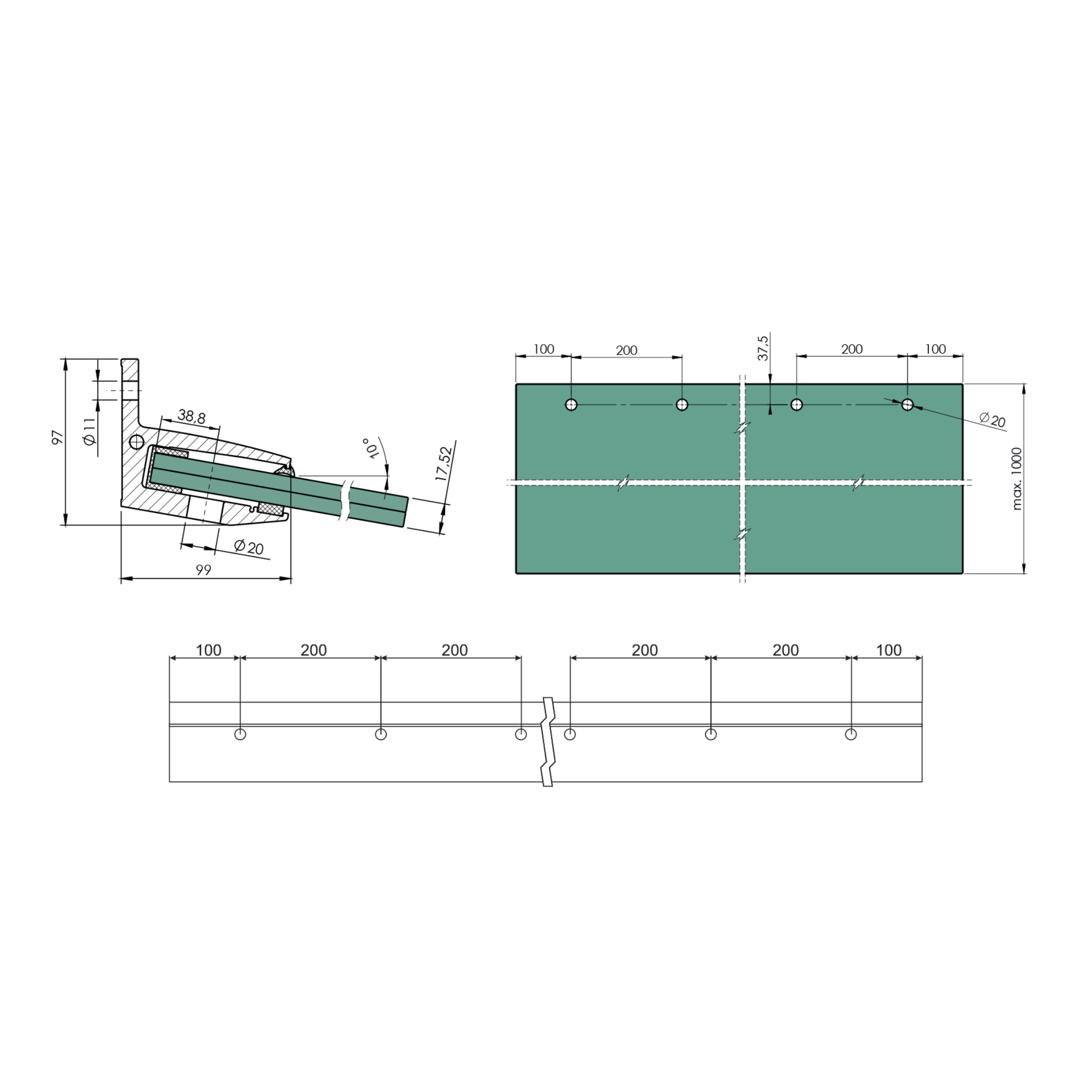 Glass roof profile (3m) - StroFIX