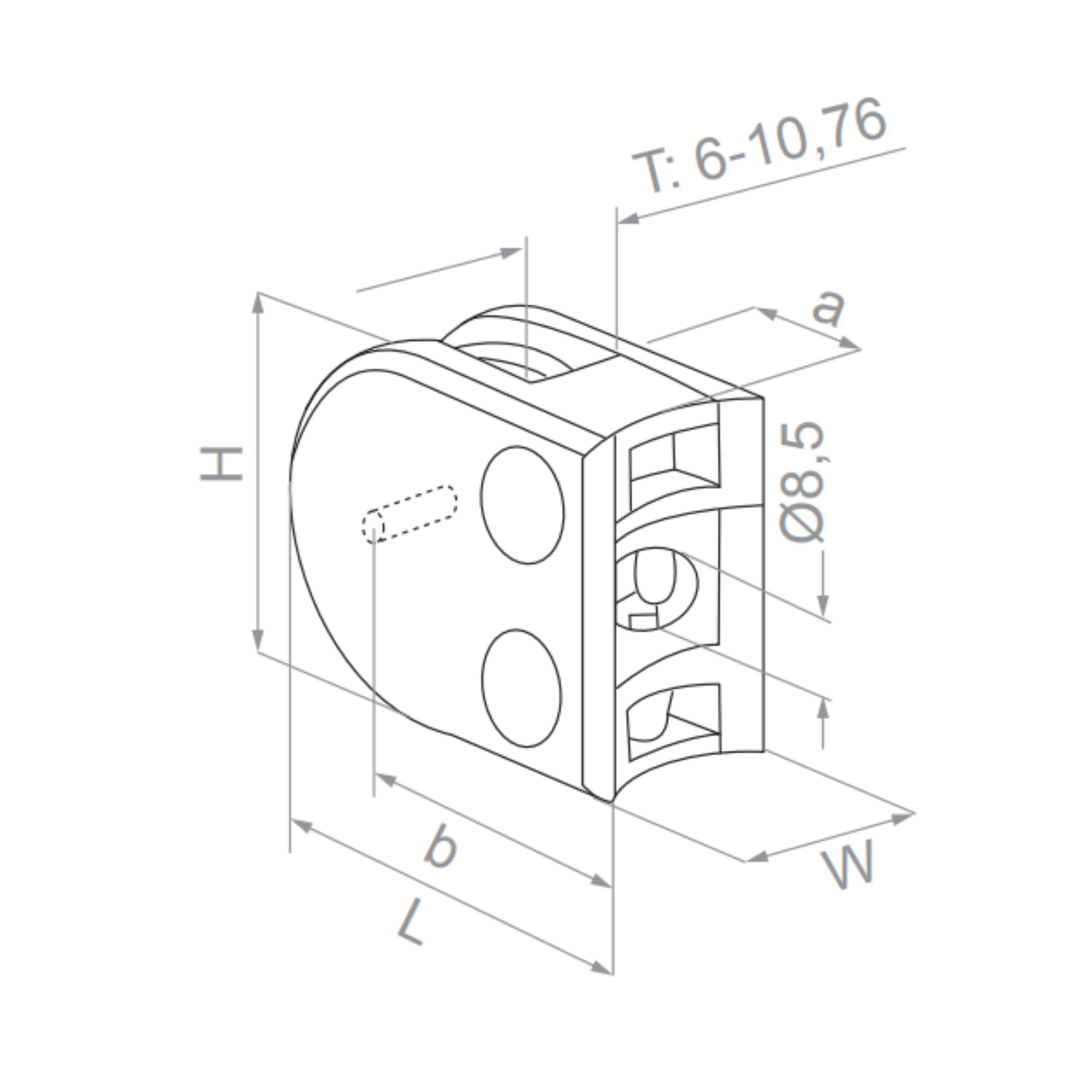 (F) Glass clamp - 42.4/48.3 (H=40) - StroFIX