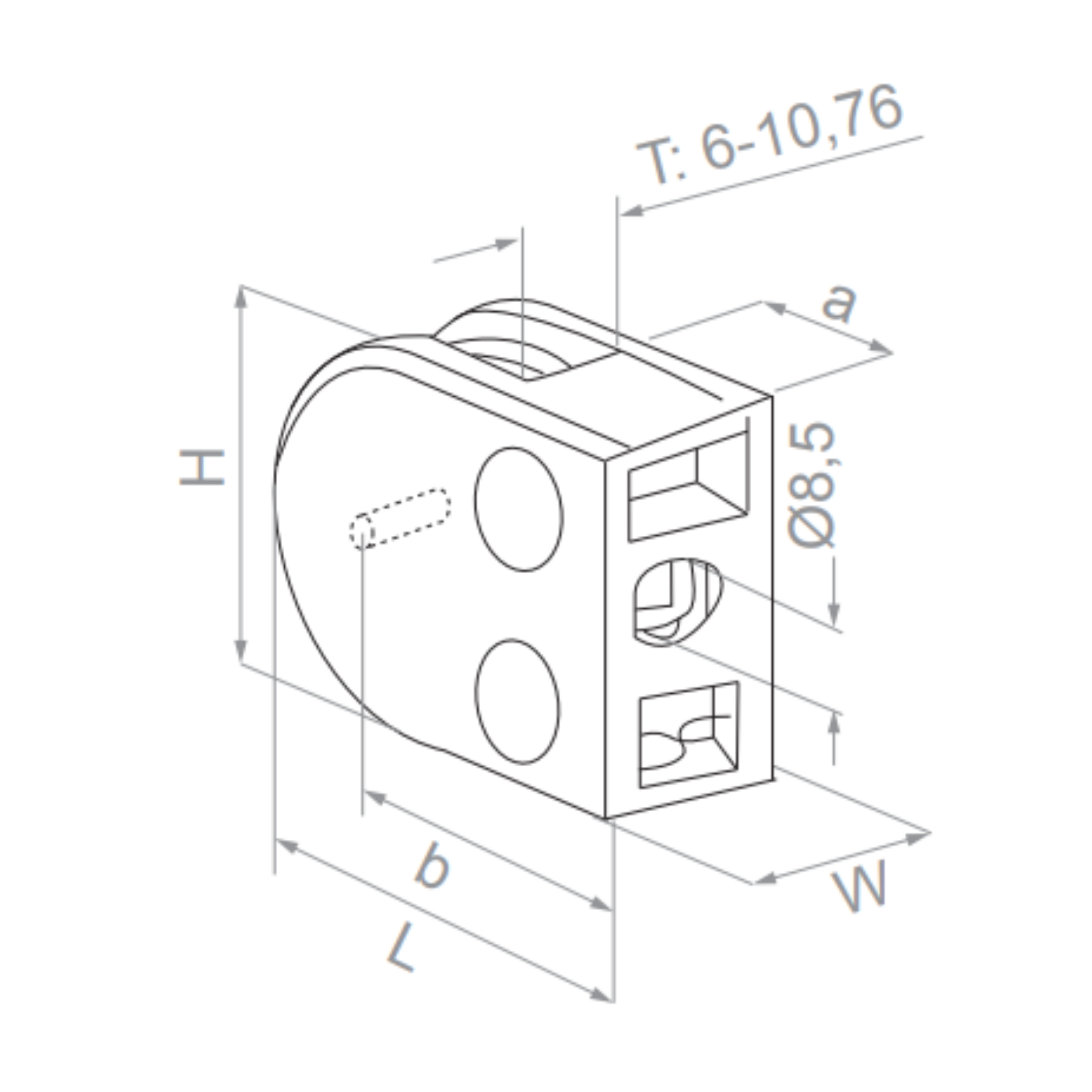 (G) Glass clamp - Flat (H=45) - StroFIX