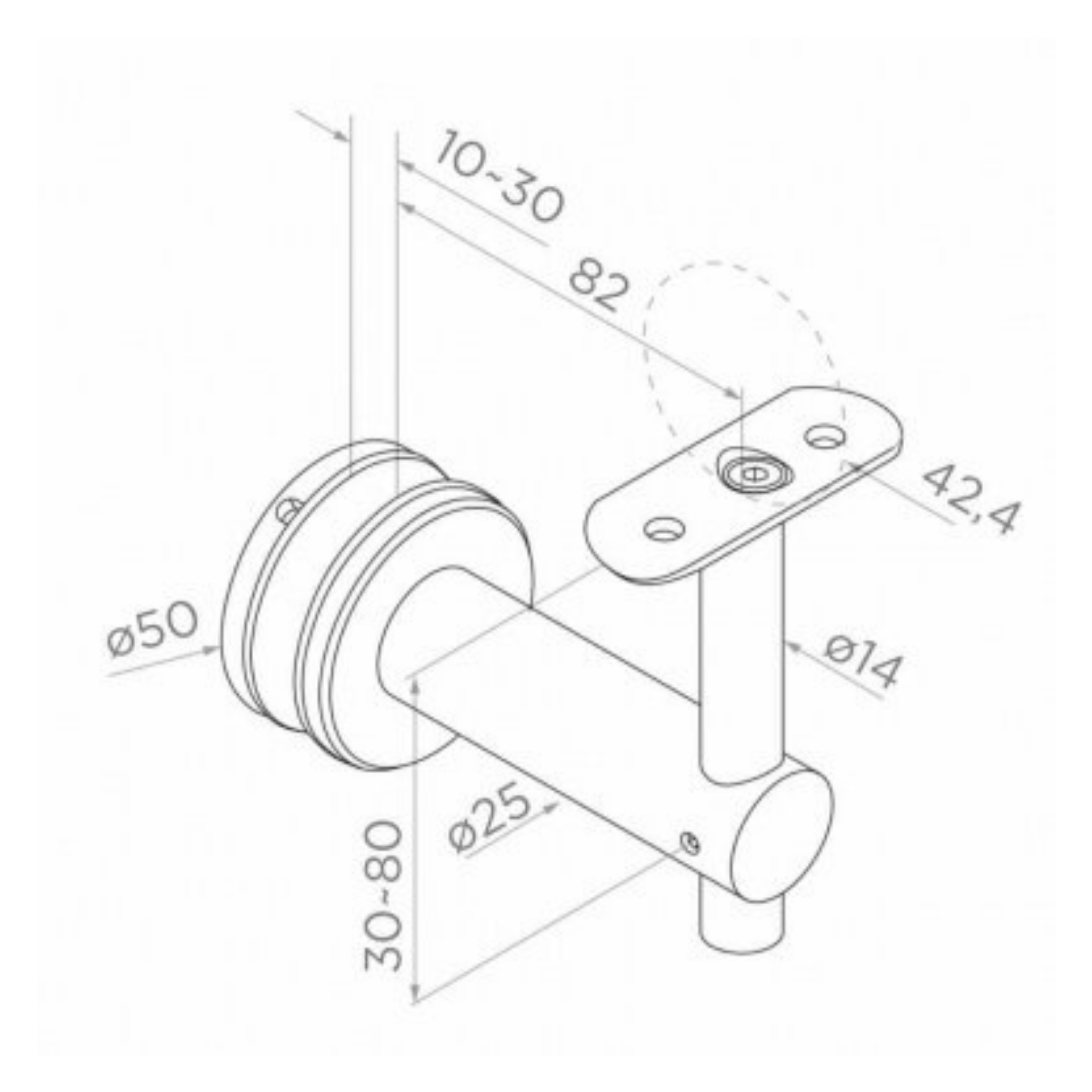 Glass-mounted handrail supporter - 42.4 - StroFIX