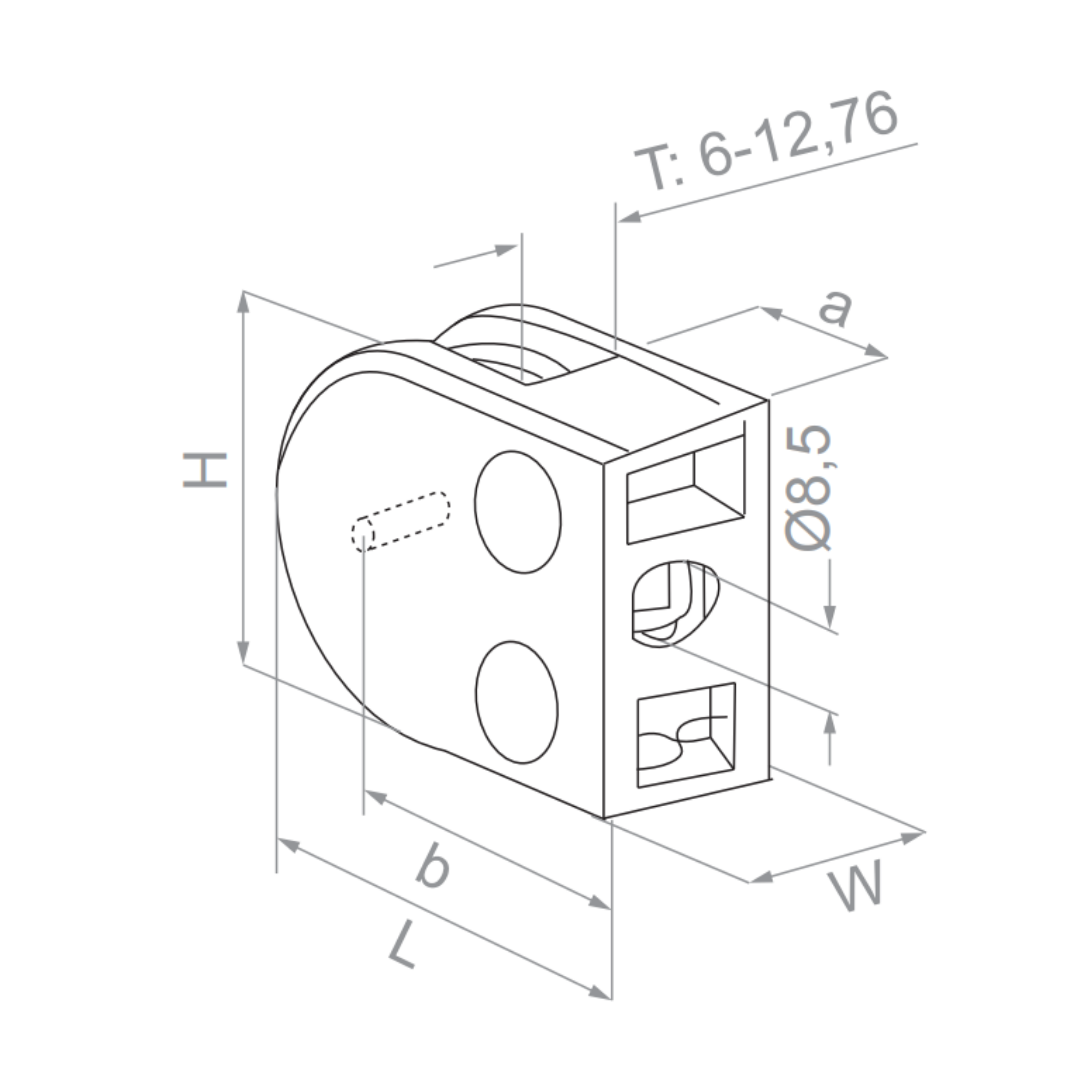 (H) Glass clamp - Flat (a=16) - StroFIX