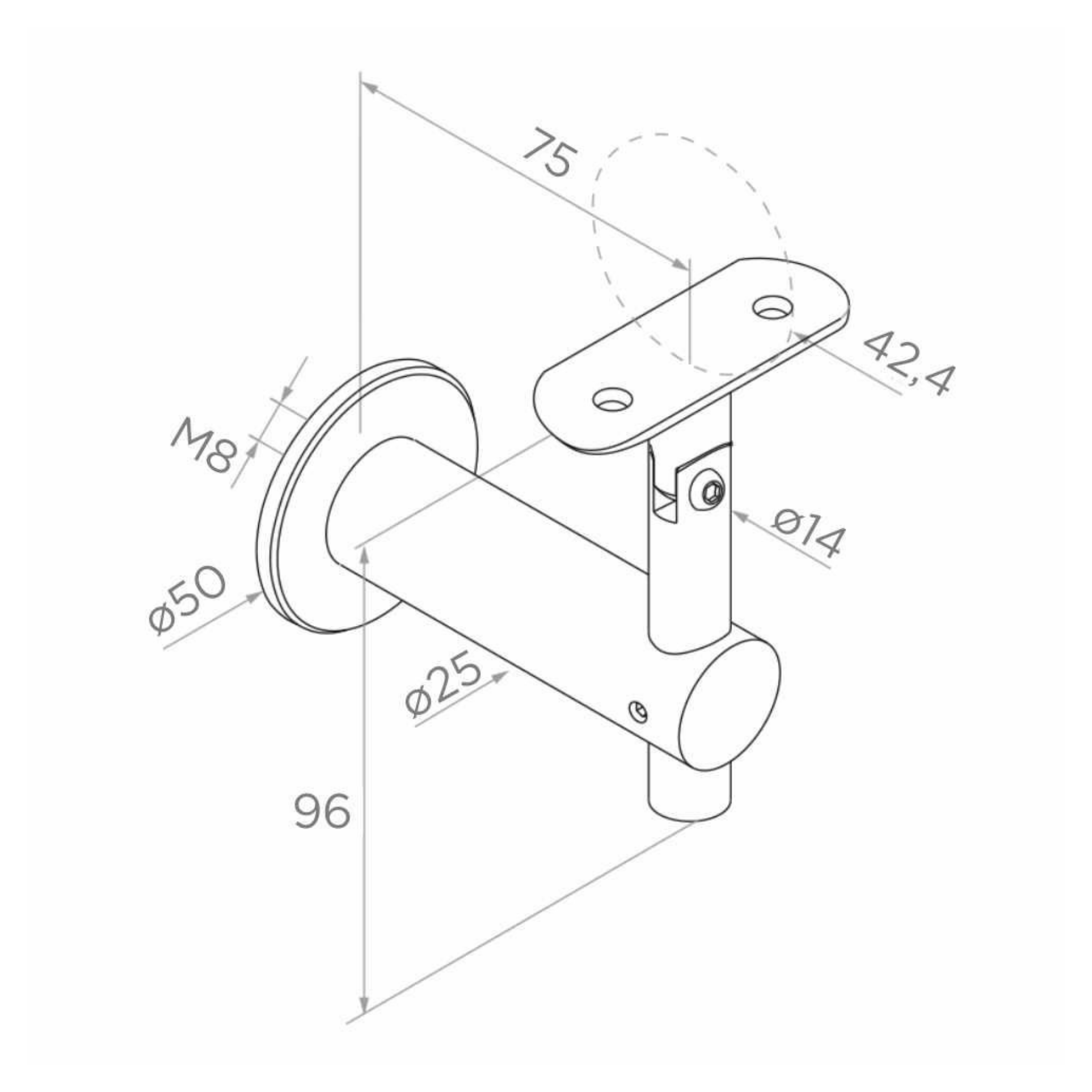 Handrail support - Adjustable - 42.4 - StroFIX