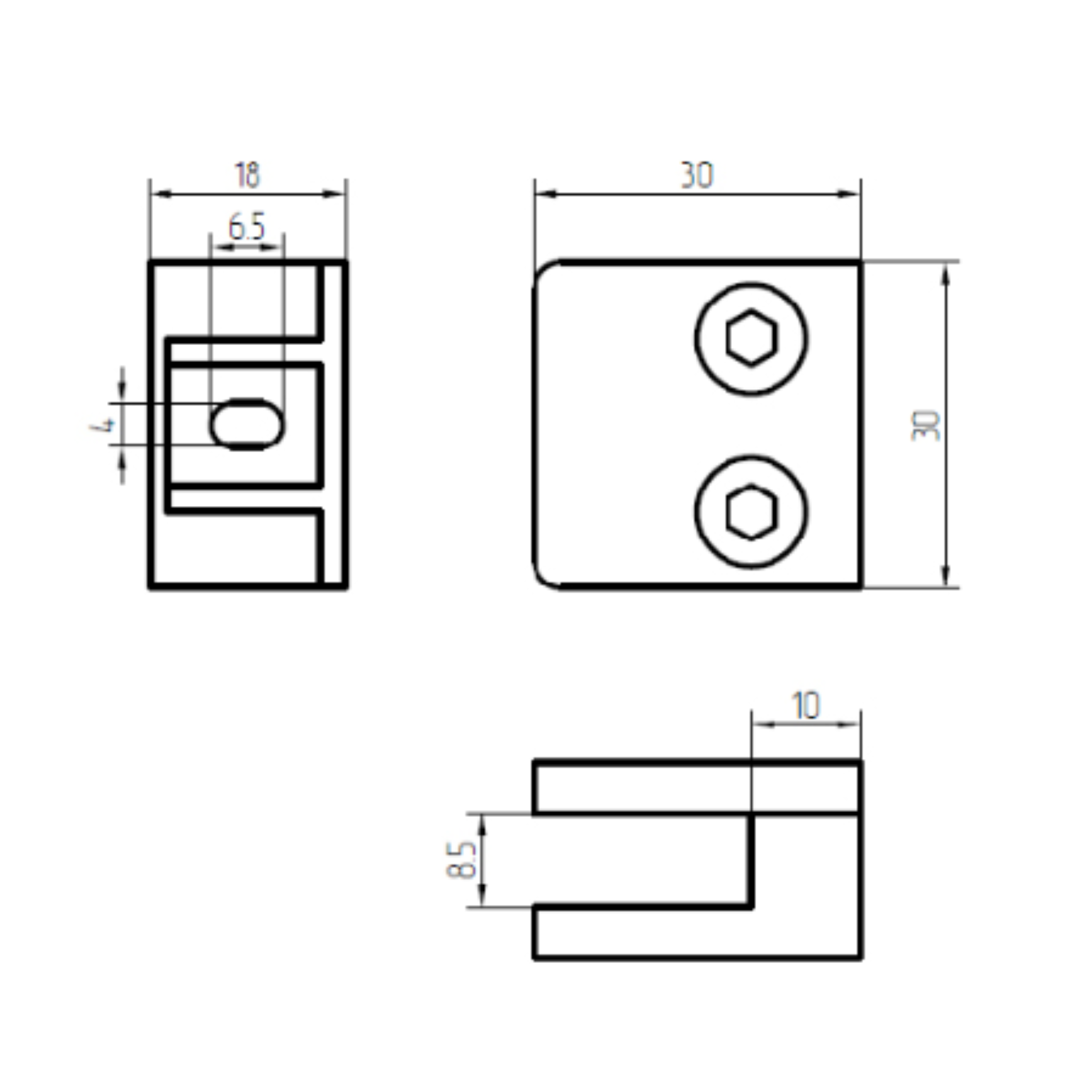 (Mini) Glass clamp - Flat (Without supporter) - StroFIX