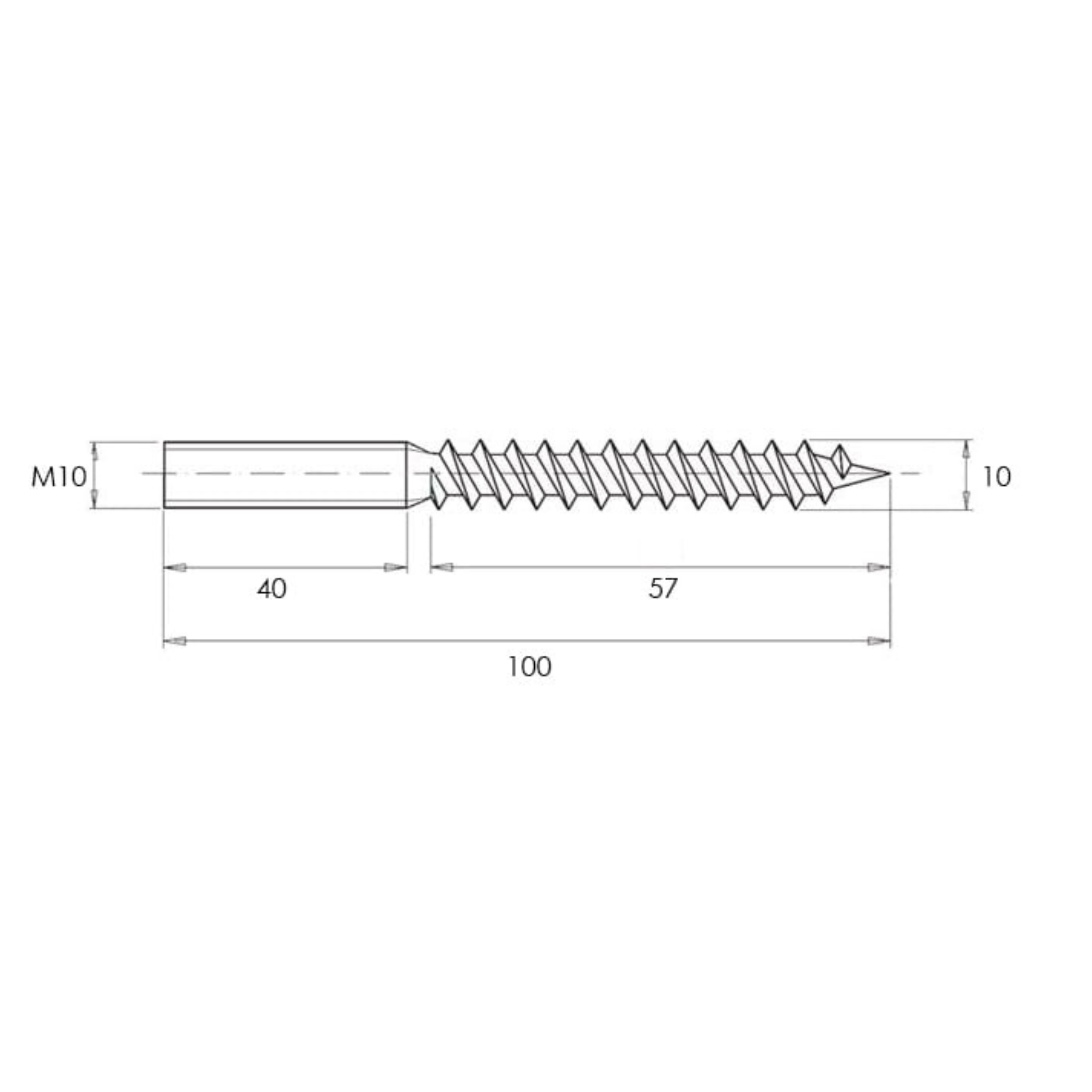 Double stainless steel thread M10x100 mm - StroFIX