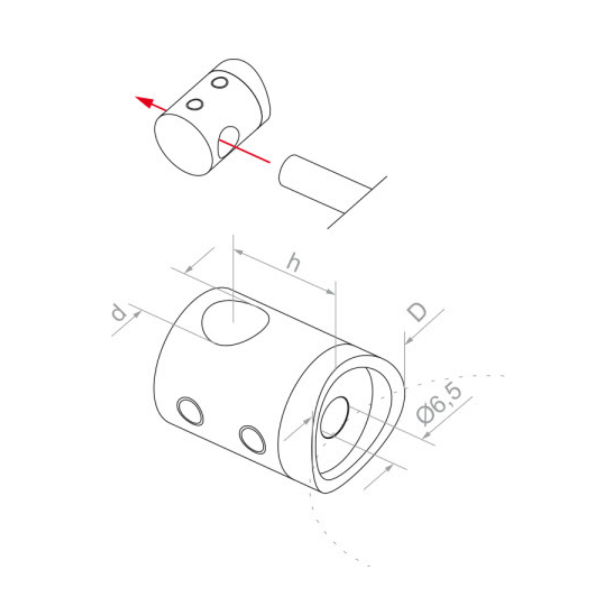 Crossbar holder - 42.4 (AISI316) - StroFIX