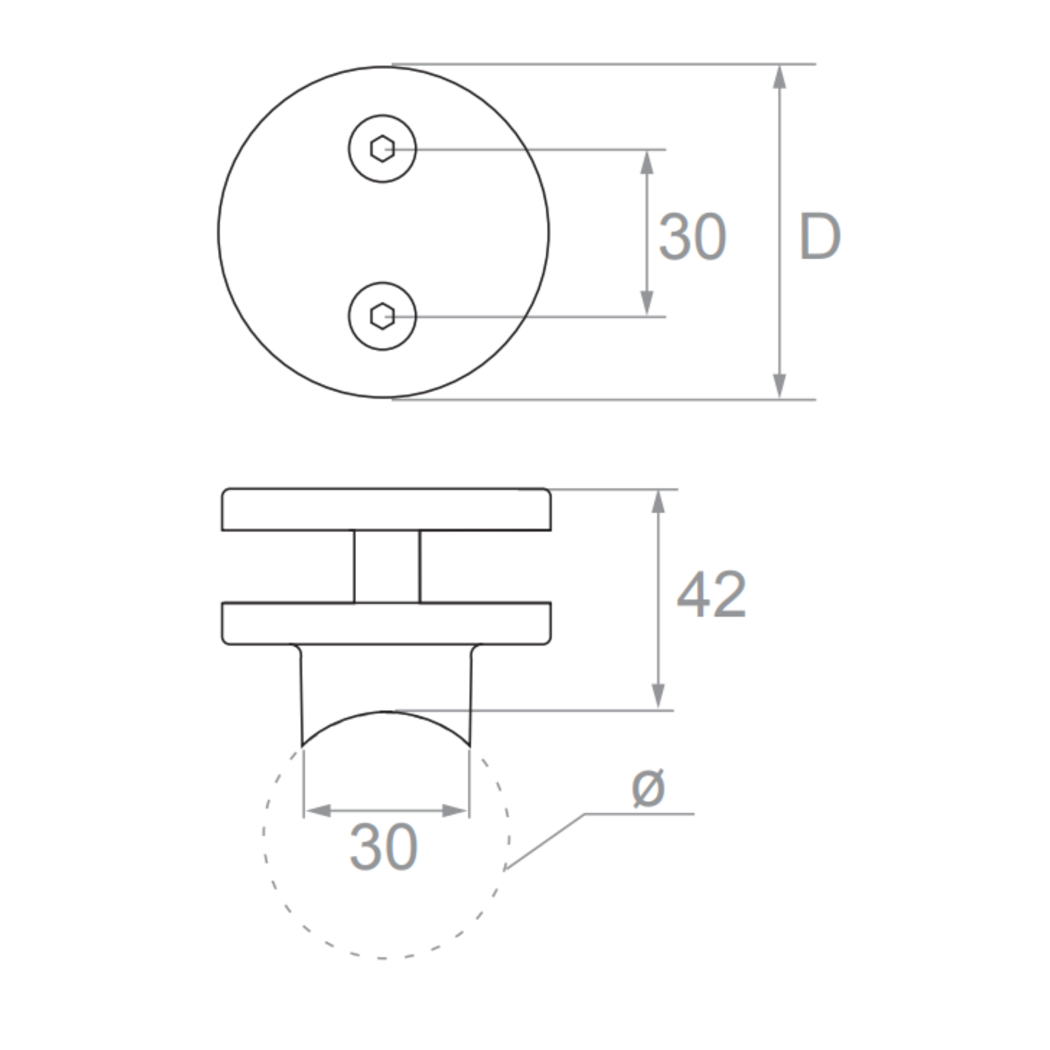 (A) Glass clamp - Middle - 42.4 - StroFIX