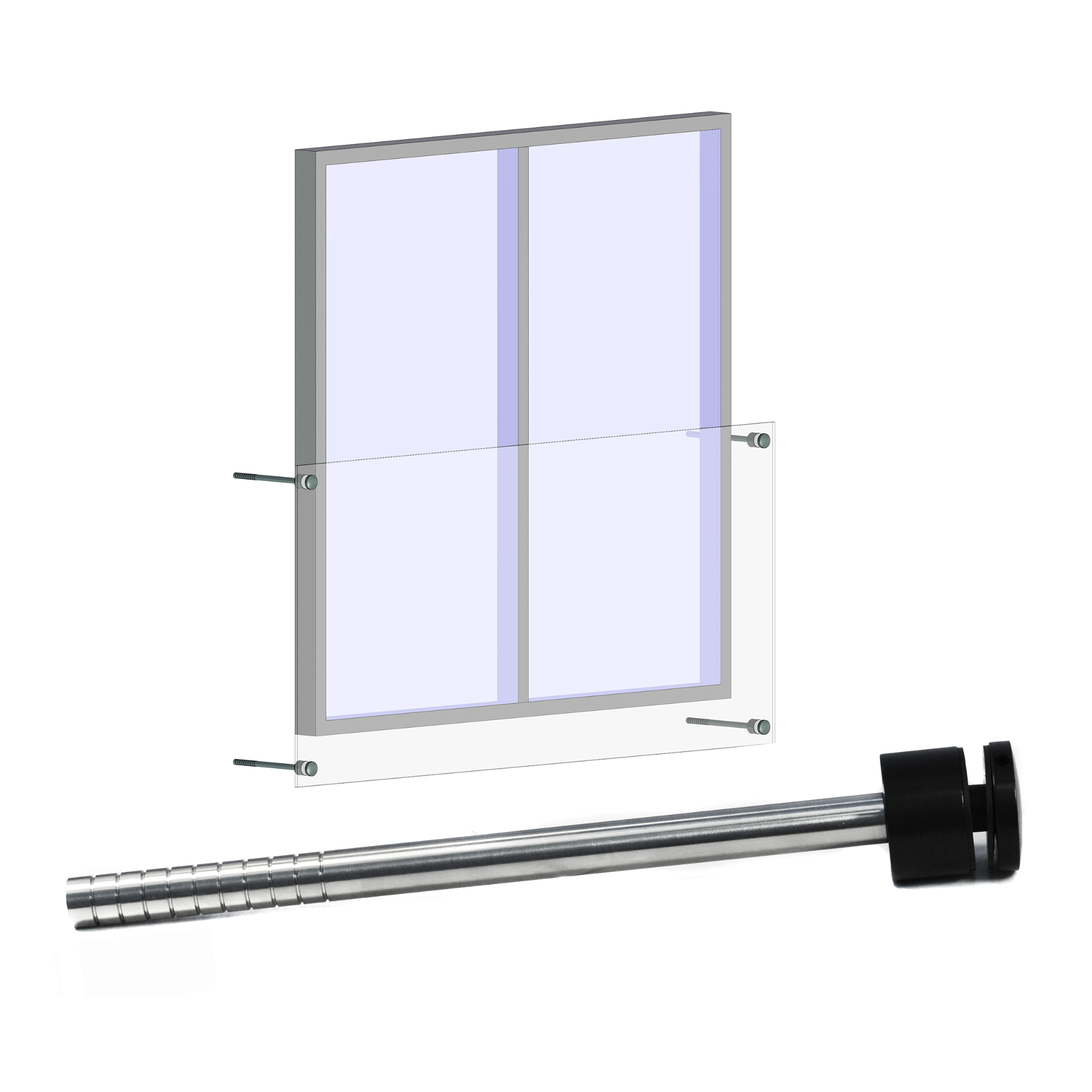 Glass holder (10-30mm) with rod 20x320mm - StroFIX