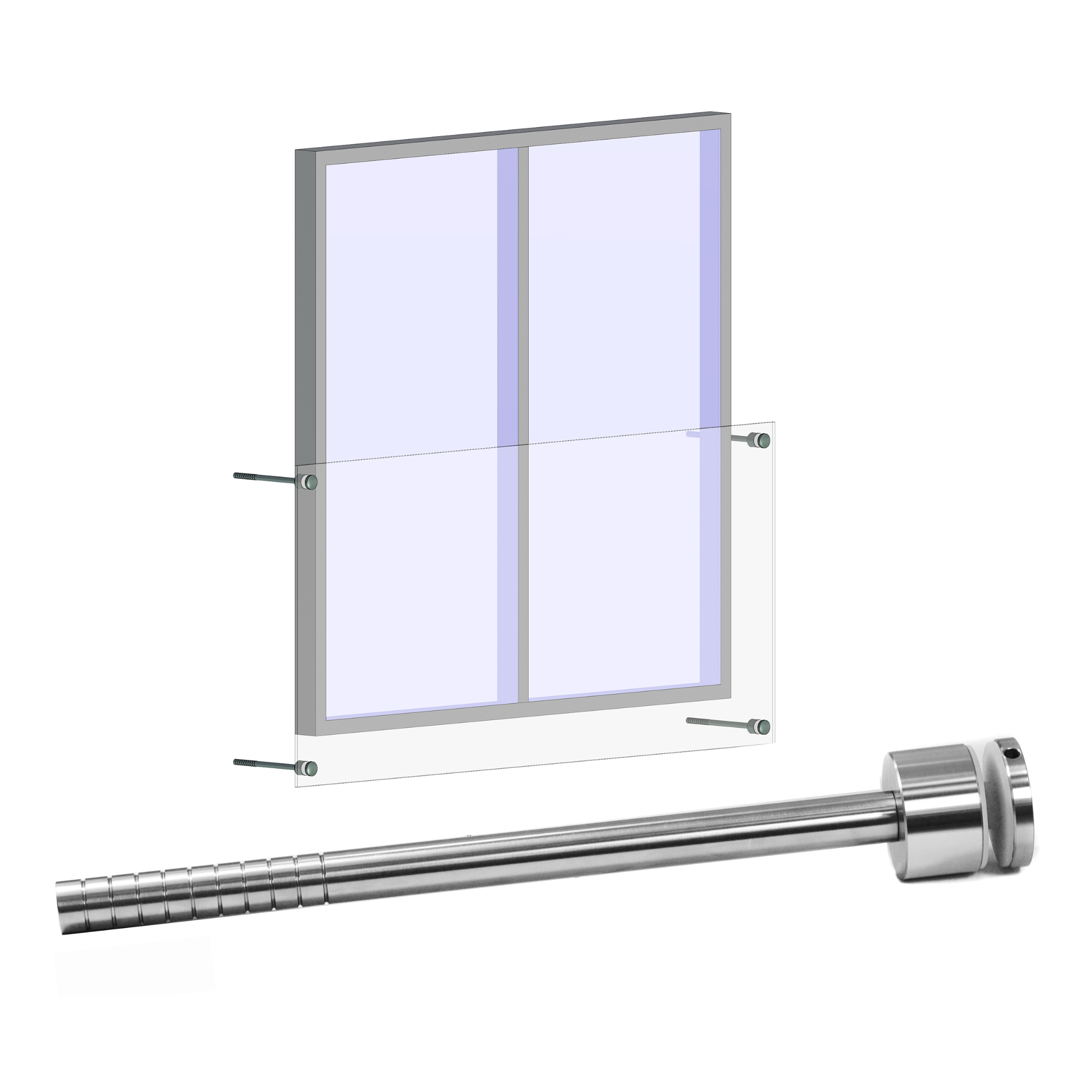 Glass holder (10-30mm) with rod 20x320mm - StroFIX