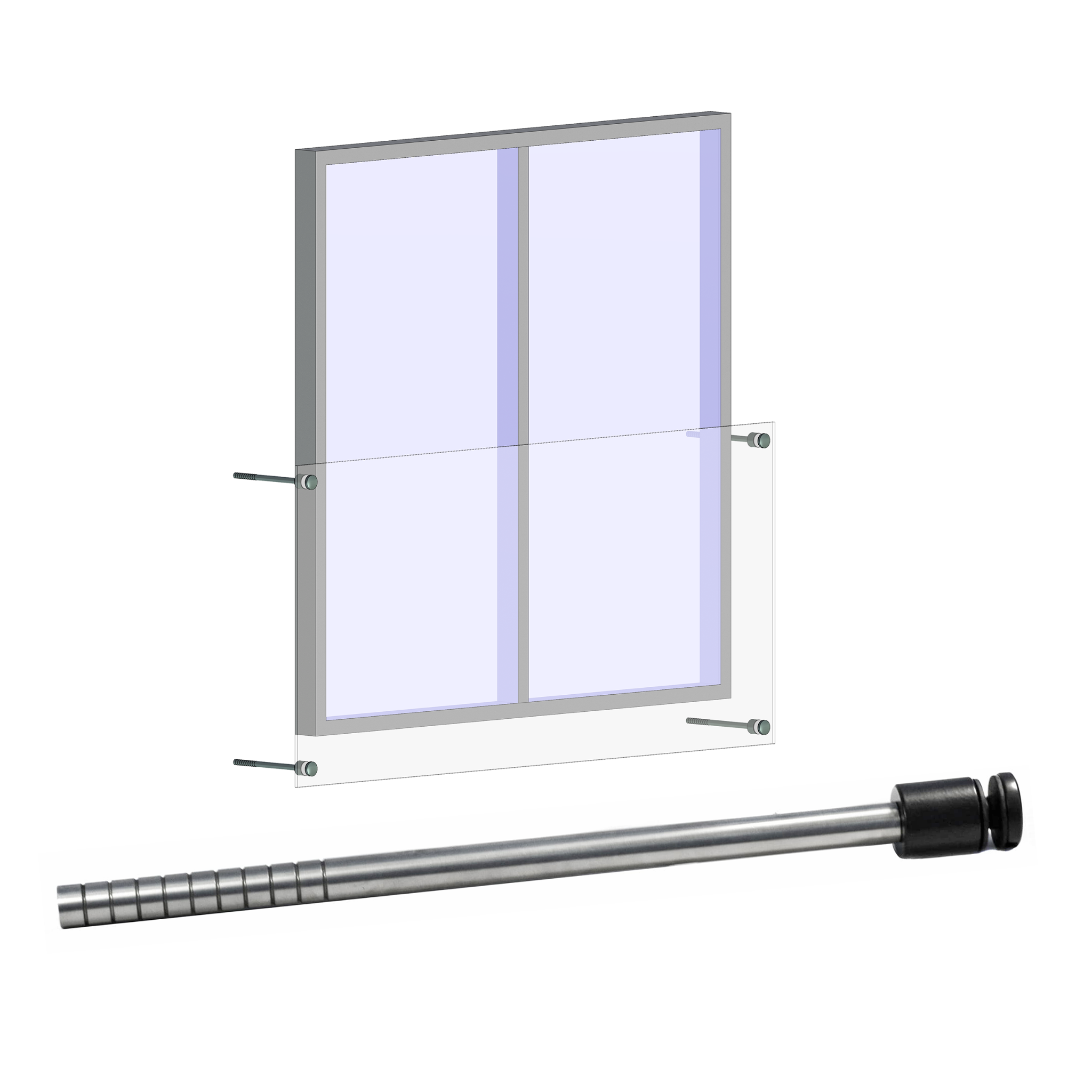 Glass holder (30mm) with rod 16x320mm - StroFIX