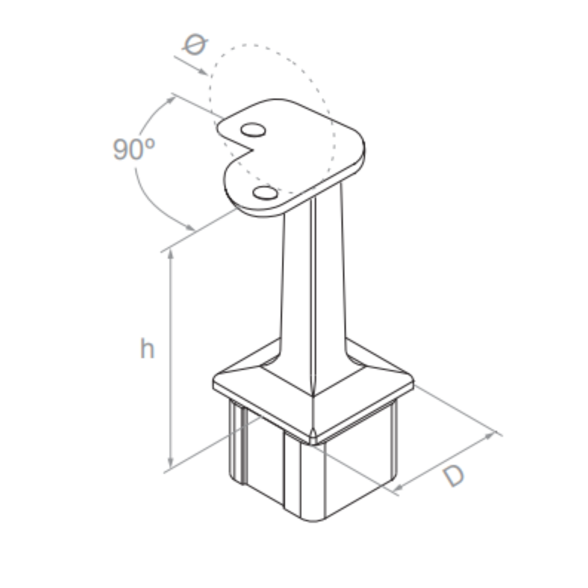 Corner handrail fitting (90º) - 42.4 - StroFIX