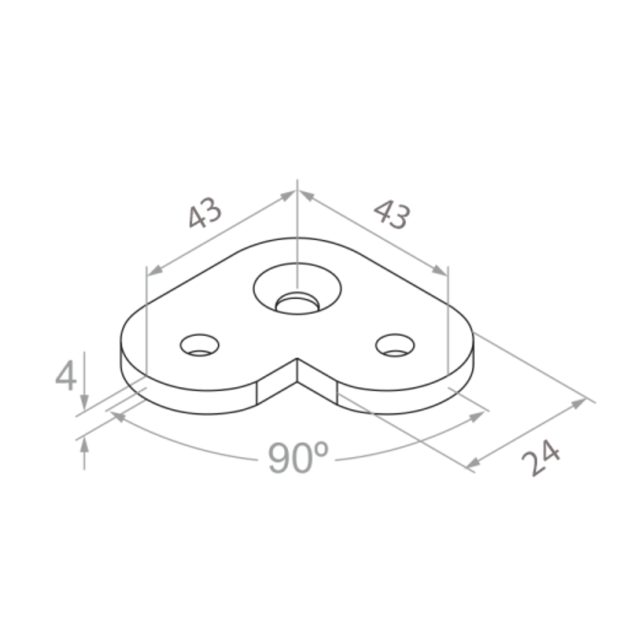 Corner handrail plate (90º) - Flat - StroFIX