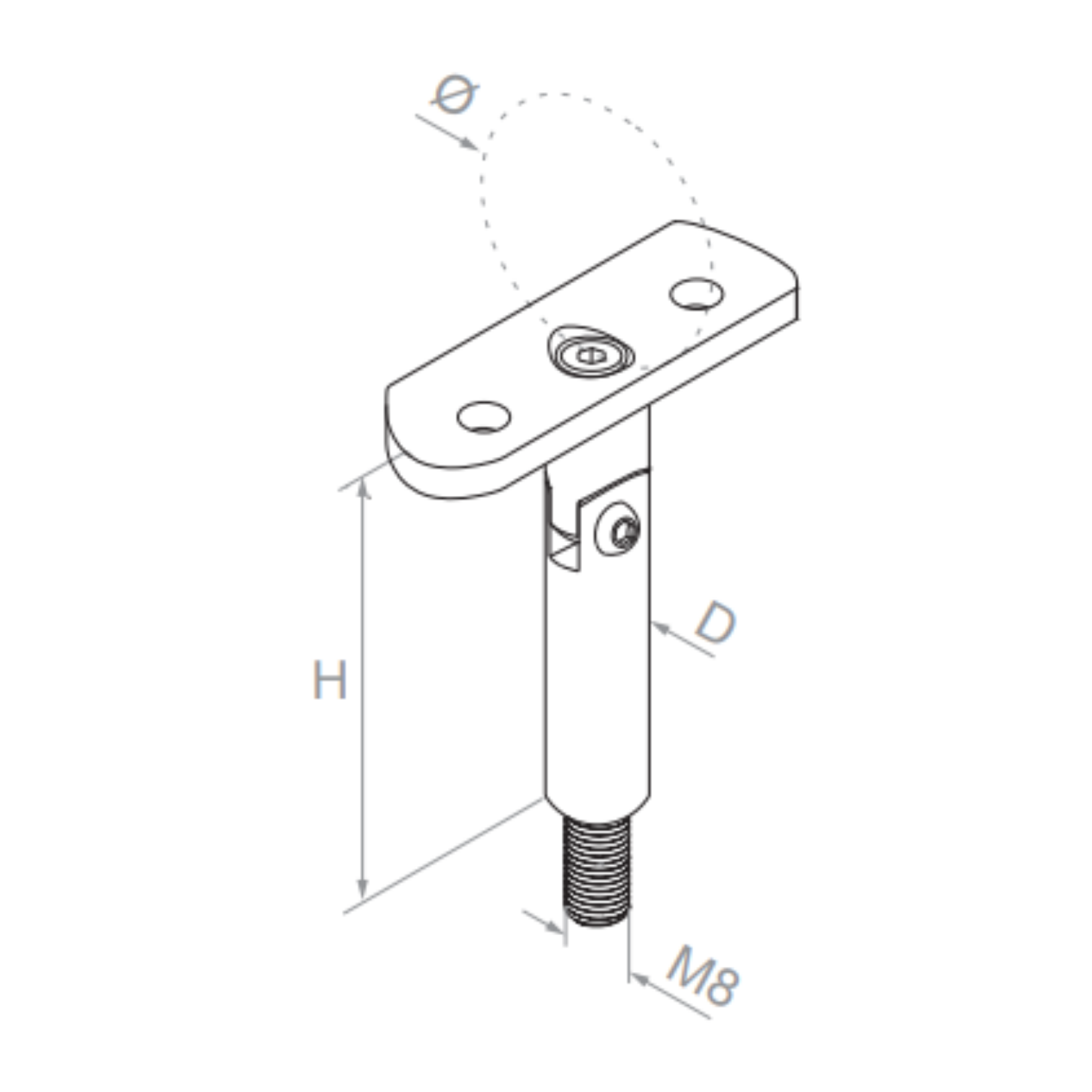 Handrail fitting with an adjustable support plate - 42.4 - StroFIX