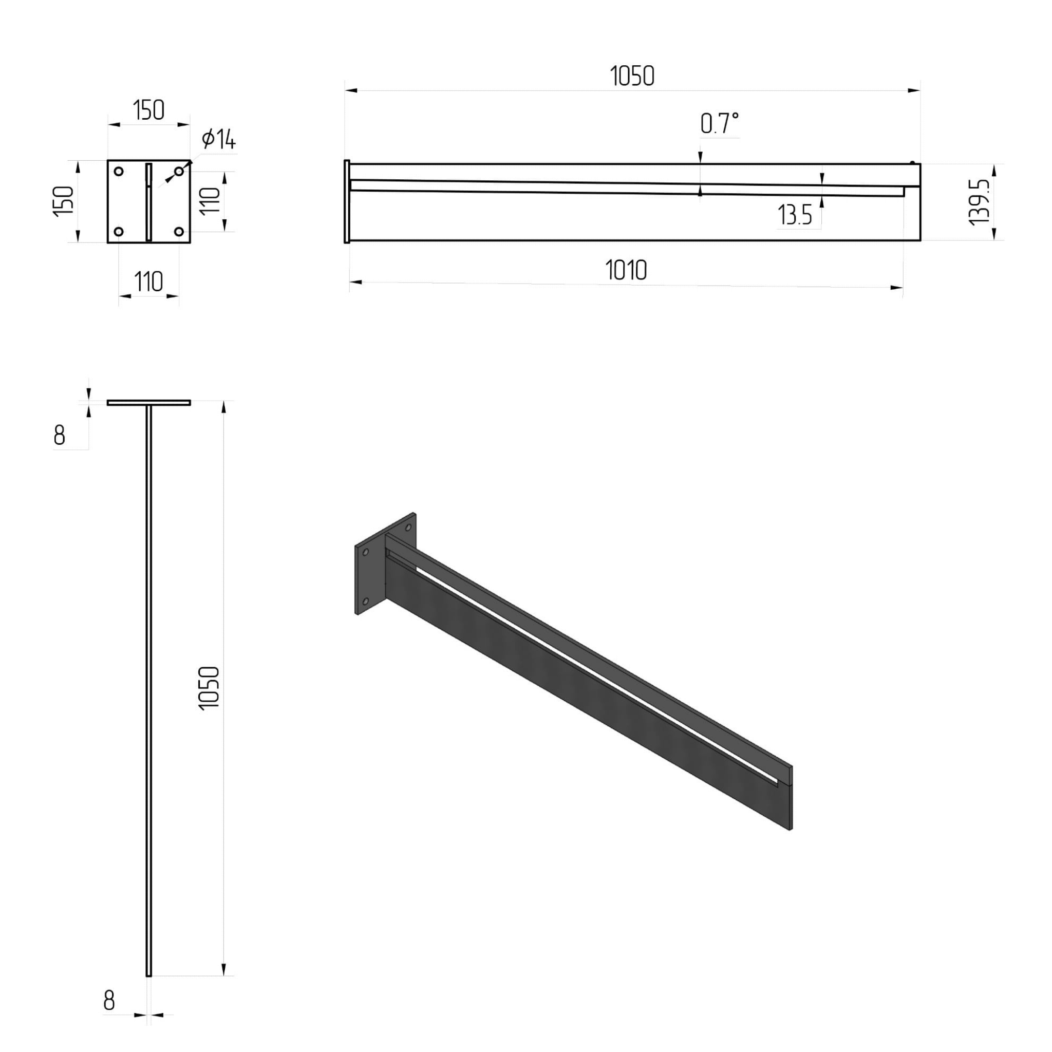 Under supported bracket for glass canopy - StroFIX