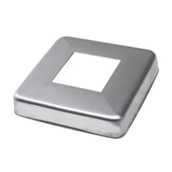 Strofix base cover for 40x40 mm square post, 90x90 mm satin, AISI 304 316 square decorative cover with square opening