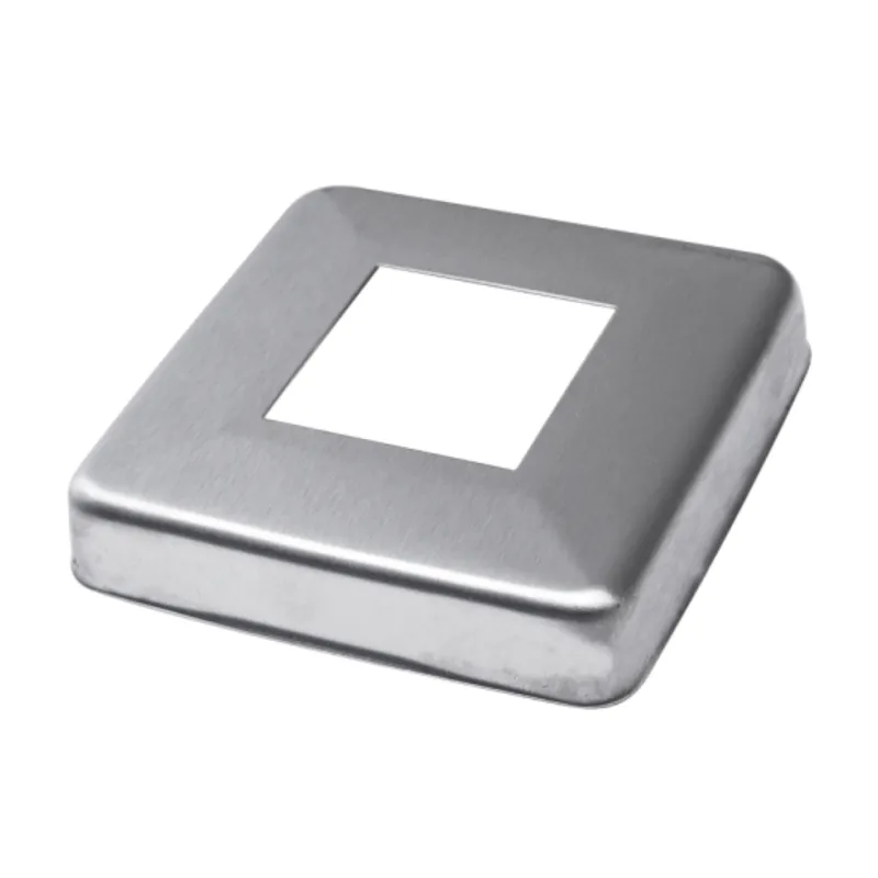 Strofix base cover for 40x40 mm square post, 90x90 mm satin, AISI 304 316 square decorative cover with square opening