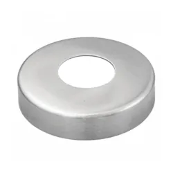 Strofix AISI 316 satin decorative round base cover Ø105 mm for Ø42.4 mm railing pipe, top view