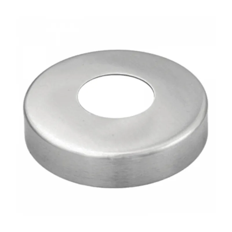 Strofix AISI 316 satin decorative round base cover Ø105 mm for Ø42.4 mm railing pipe, top view