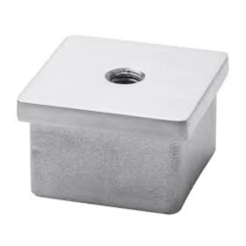 Strofix AISI 304 satin flat end cap for 40x40x2 mm square tube, top view showing flat profile