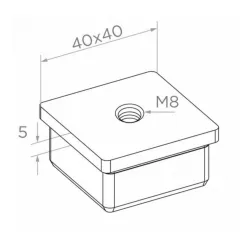 Strofix flat end cap for 40x40 mm square tube side view showing 5 mm height