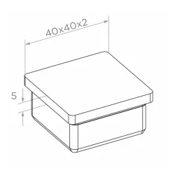 Strofix flat end cap for 40x40 mm square tube underside view showing insertion profile