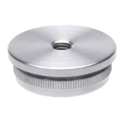 Strofix AISI 304 slīpēts iespiežams plakans gala nosegvāks Ø42,4 mm margu caurulei, H 3 mm, skatskats no augšas