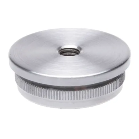 Strofix AISI 304 slīpēts iespiežams plakans gala nosegvāks Ø42,4 mm margu caurulei, H 3 mm, skatskats no augšas