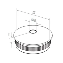 Strofix convex end cap side view showing 6-8 mm height and press-fit insertion for dual tube sizes