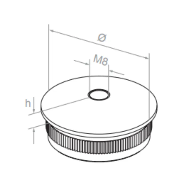 Strofix convex end cap side view showing 6-8 mm height and press-fit insertion for dual tube sizes