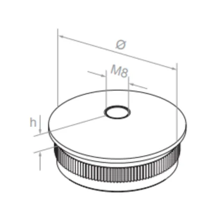 Strofix convex end cap side view showing 6-8 mm height and press-fit insertion for dual tube sizes