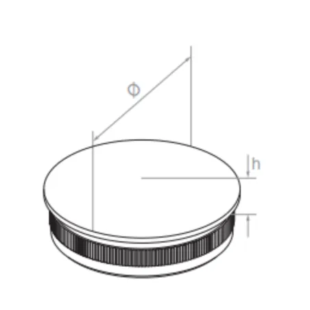 Strofix convex end cap H 7 mm side view showing press-fit insertion and curved profile