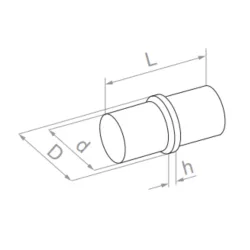 Strofix satin stainless steel rod railing standard fitting, øD 12 to 16 mm, h3 mm, L30 mm