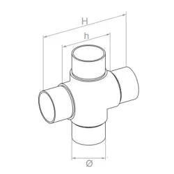 Strofix cross flush angle side view showing perpendicular tube junction and 92-98 mm height
