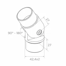 Strofix adjustable flush elbow Ø42.4 mm side view showing compact 27 mm body and angle adjustment