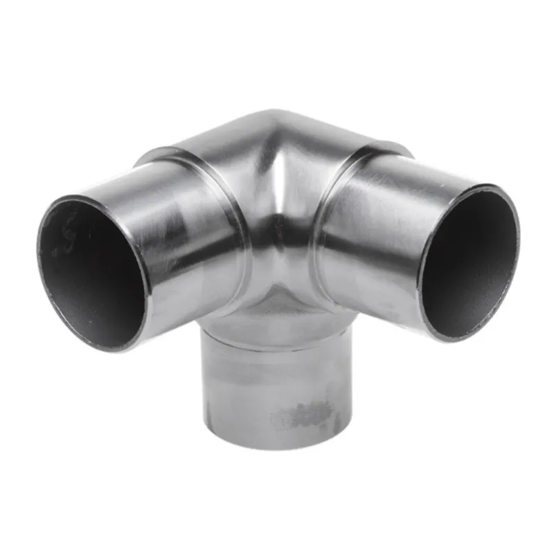 Strofix AISI 304 satin fitting tee corner for Ø42.4 mm tube, showing three-way corner junction