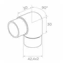Strofix flush angle 90° H 30 mm side view showing compact joint profile and tube insertion