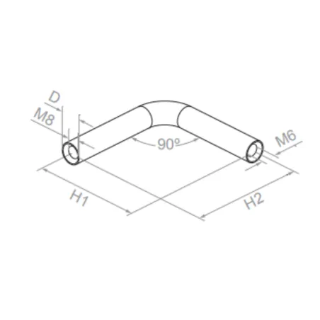Strofix handrail rod 90 showing connecting stem in ø12 and ø14 mm diameter options