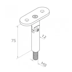 Strofix handrail rod with adjustable flat support plate showing combined rod and rail saddle