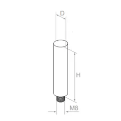 Strofix welding handrail rod showing welded connecting stem for post-mounted handrail plate