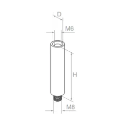 Strofix handrail fitting showing connecting rod with M8 thread for handrail plate