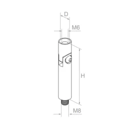 Strofix adjustable handrail rod showing articulating joint for setting handrail angle on stairs