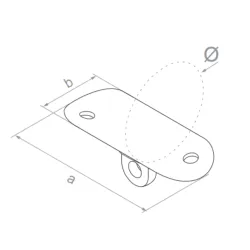 Strofix handrail plate 42.4 showing curved saddle profile and screw fixing points