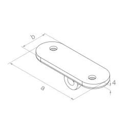 Strofix handrail plate flat showing flat saddle profile and screw fixing points