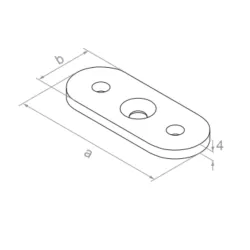 Strofix handrail plate flat fixed showing flat saddle profile and screw fixing points