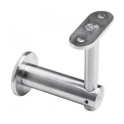 Strofix handrail wall support 50mm flat adjustable, satin AISI 304, central screw, adjustable height and support plate