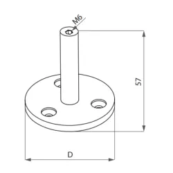 Strofix handrail wall support 60mm flat showing three-screw base and flat saddle