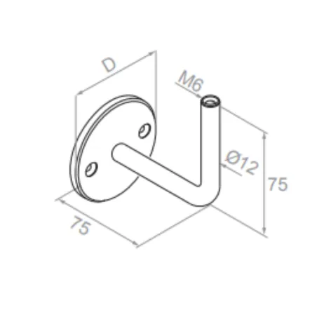 Strofix handrail wall support 70mm flat showing ø70 mm base and flat top without support plate
