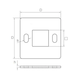 Strofix 2-bolt base plate side view showing 4 mm thickness and welding interface for 40x40 post